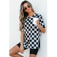 thumbnail image 3 of Women's Black Western Fashion Checkerboard Print Side Split T-Shirt - [ZhiHiMeRi] | (US 12-14)L, 3 of 12