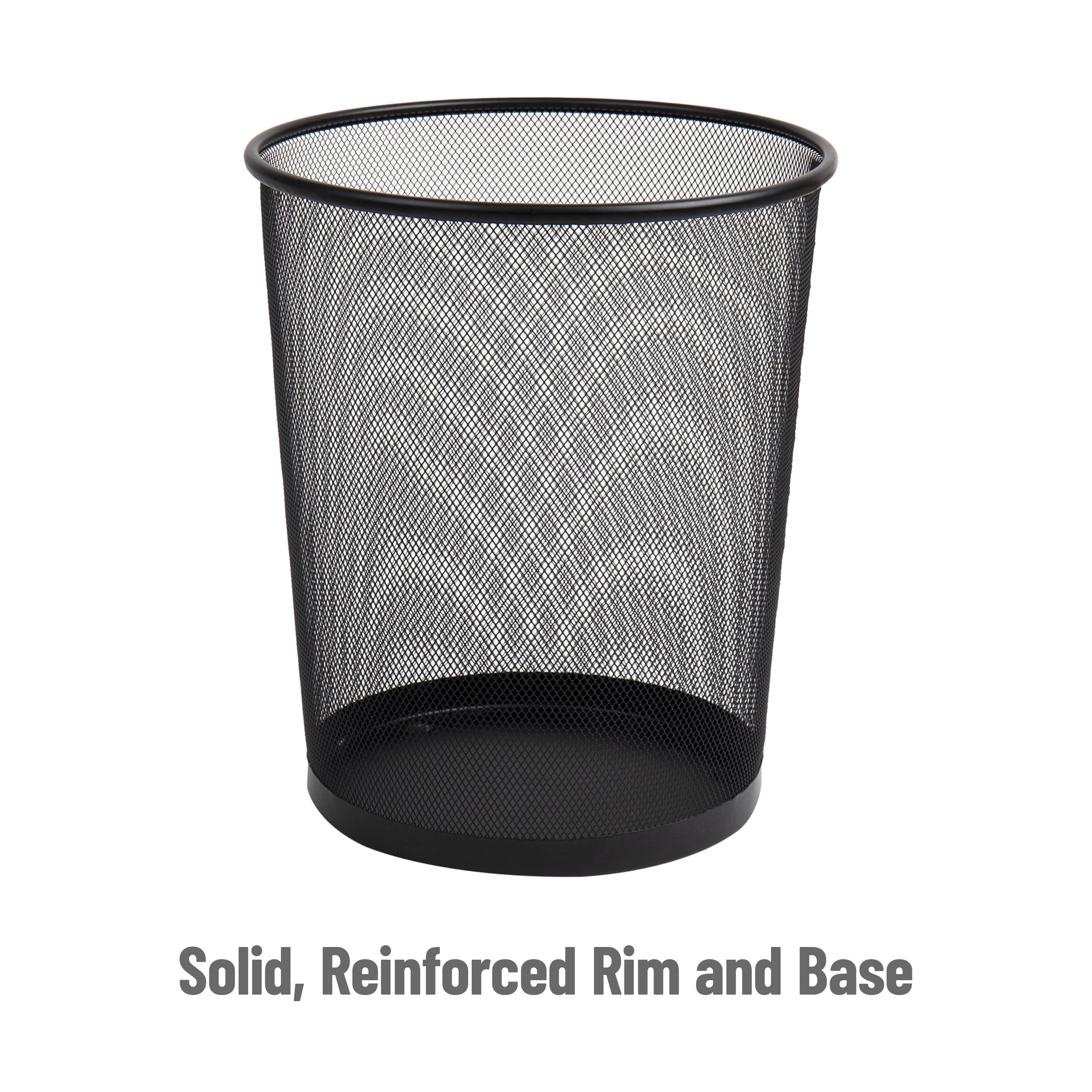 Mind Reader Mesh Trash Can, Set of 3, Waste Paper Basket, Metal, 11.5"L x 11.5"W x 13.75"H, Black