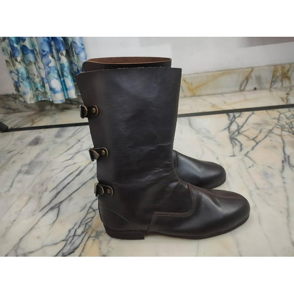 Handcrafted Brown Leather Riding Boots for Men & Women | Equestrian Horseback Riding Boots | Vintage-Style 3 Buckle Boots