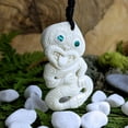 thumbnail image 3 of 81stgeneration Women's Men's Hand Carved Bone Abalone Spiral Hei Tiki Maori Pendant Necklace, 3 of 5