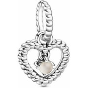 PANDORA Misty Rose Beaded Heart Dangle Charm - 798854C06