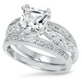 thumbnail image 3 of LaRaso & Co 1 Carat Princess Cut CZ Wedding Ring Set In Sterling Silver for Women Size 6, 3 of 5