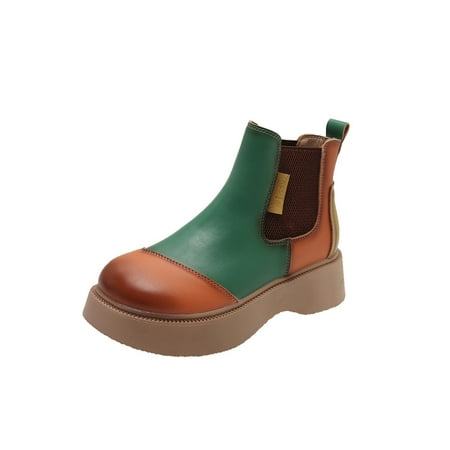 

Daeful Ladies Casual Chunky Ankle Boots Office Anti Slip Dress Pull On Chelsea Boot Green 6.5