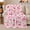 Pink Heart Cherries, variant on Tiny Cherry Pairs With Bows And Hearts, Cozy Flannel Blanket with Minimal Fruit Repeat Print, Housewarming Gift for Minimal Cherry Pattern Fans, Home Decor for Bedroom and Living Room
