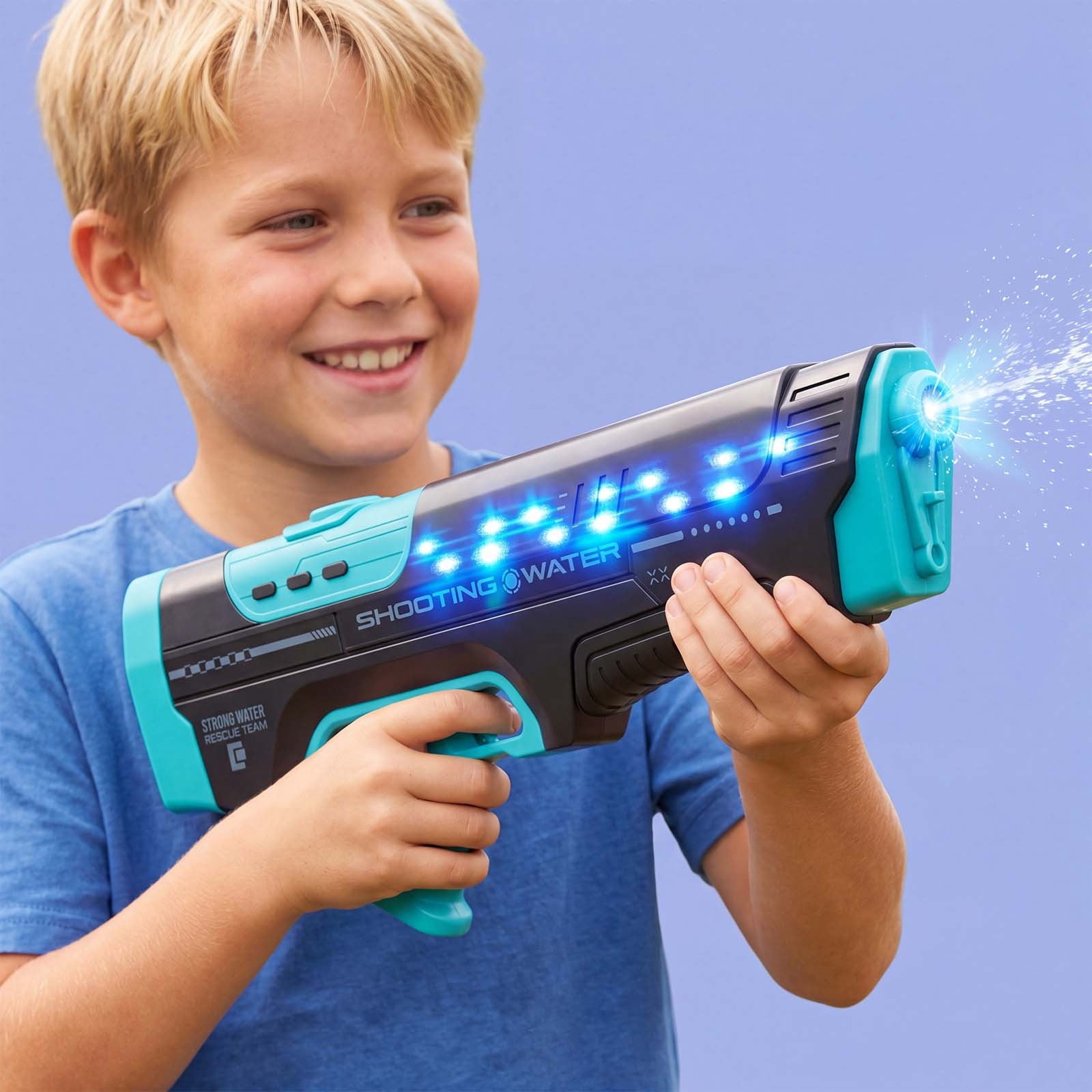 WLAGOOD Automatic LED Water Gun Toy,Leak-Proof Ergonomic Handle Fully Automatic Water Blaster for Pool Beach Backyard Party,Suitable for Over 6 and Adults