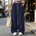 thumbnail image 2 of ZHYou No Boundarie Corduroy Sweatpants for Women Wide Leg Texture Drawstring Baggy High Waisted Pants with Pockets,Black,Size M, 2 of 9