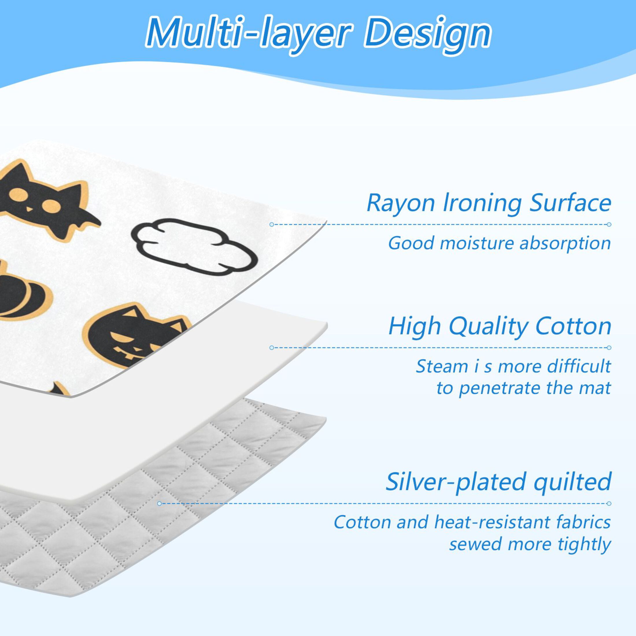 Ironing Mat Portable Ironing Blanket for Table Top Travel Ironing Pad for Washer Dryer 27.6" x 47.2" Black Cute Halloween Pattern