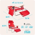 thumbnail image 6 of Ostrich The Deluxe 3N1 Lightweight Outdoor Beach Lounge Chair with Footrest, Red, 6 of 13