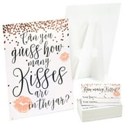 SPARKLE AND BASH Guess How Many Kisses Bridal Shower Game for 60 Guests for Wedding (1 Rule Board, 60 Guessing Cards)