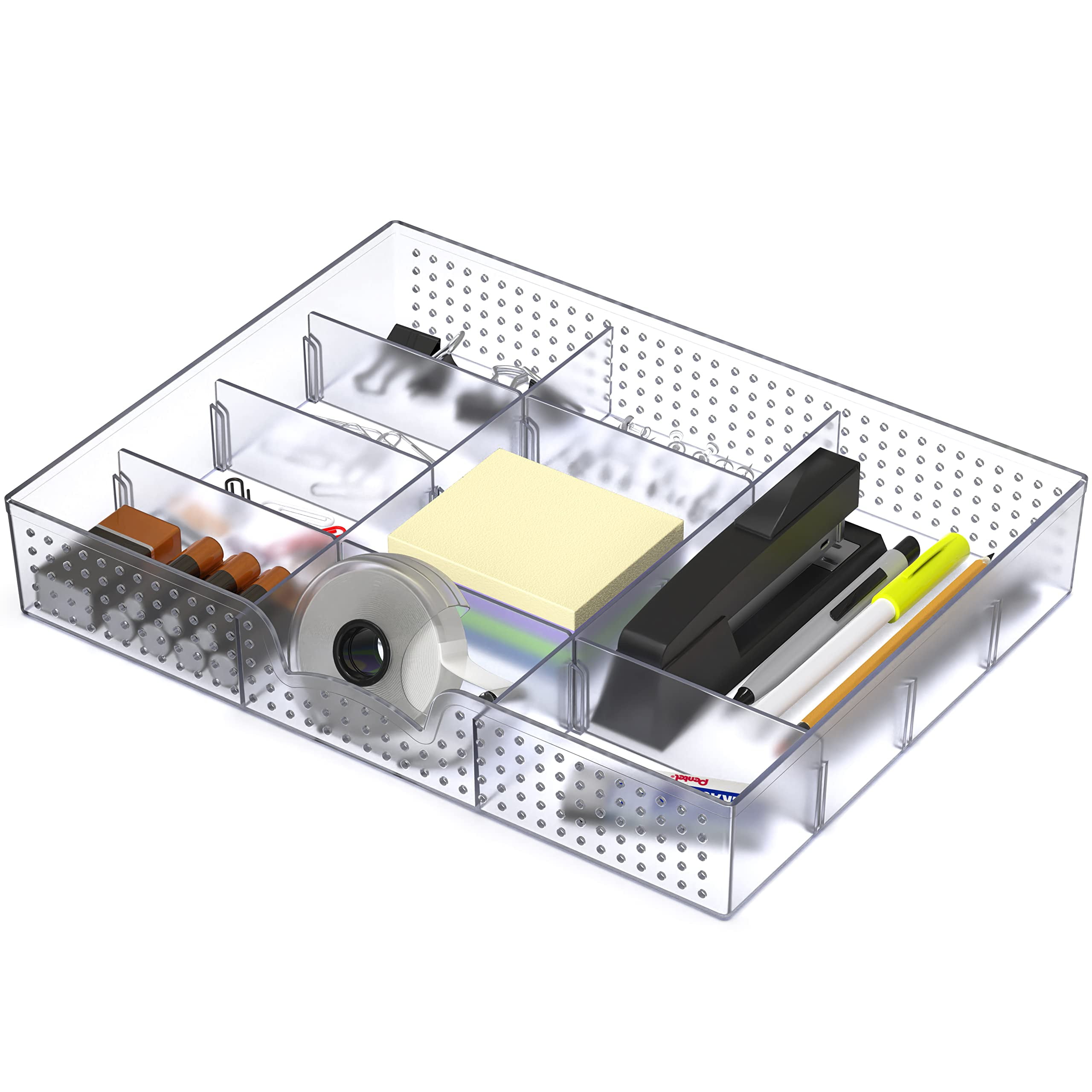 Simple Houseware 9 Adjustable Comp. Drawer Organizer Tray, Translucent