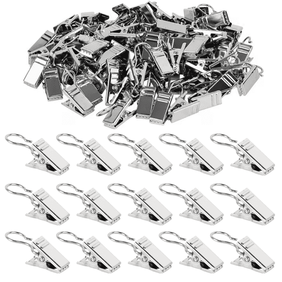150 Pack Small Heavy-Duty Hook Clip Metal Curtain Hangers Clips for Holder Party Lights Photo Home Decoration Art Craft Display (Silver)