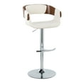 thumbnail image 4 of LumiSource Chrome Metal, Walnut Wood, Cream Fabric Elisa Adjustable Barstool - Set of 2, 4 of 6
