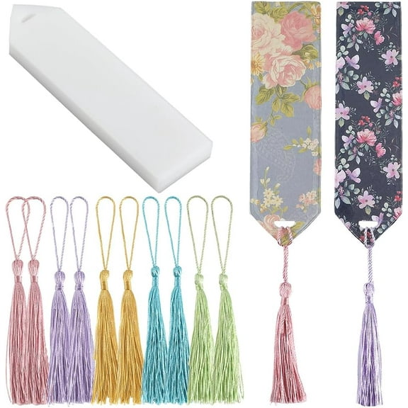 1 Box 15 Pack 6 x 2 Inch Blank Acrylic Bookmarks with Tassels Bookmark Blanks Clear Bulk Hanging Gift Tags Craft Book Marks Making Kits for DIY Christmas Projects Party Graduation Favors