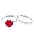 thumbnail image 4 of Rosec Jewels Lab Created Ruby Solitaire Ring Set with Diamond Enhancer (AAAA Grade), 10K White Gold, US 10.50, 4 of 8
