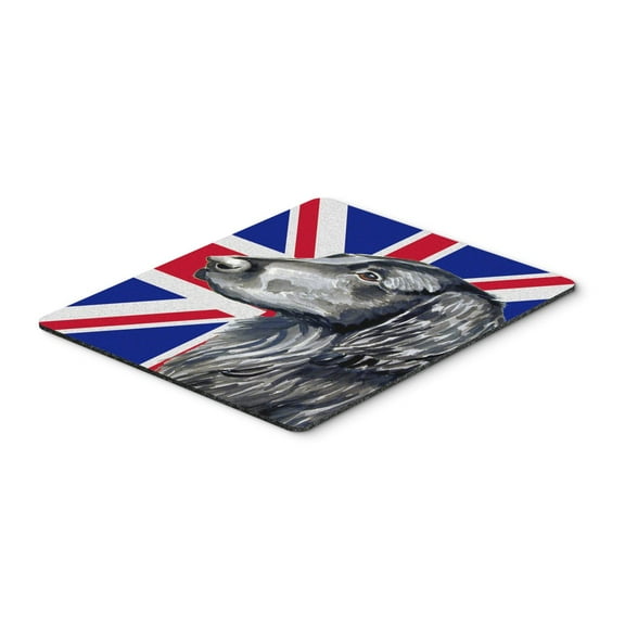 "Flat Coated Retriever with English Union Jack British Flag Mouse Pad Hot Pad or Trivet"