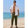 thumbnail image 2 of COOFANDY Mens Linen Pants Casual Lightweight Crooped Pants Yoga Beach Summer Trouser with Pockets, 2 of 6