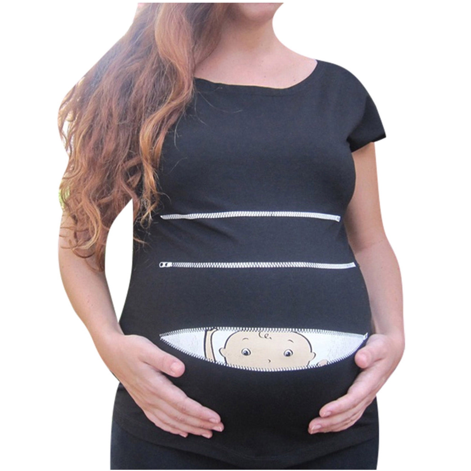 Pregnancy Style Blouse Drindf Tops Woman T-Shirt,Stripe Baby Ruched Side Top 