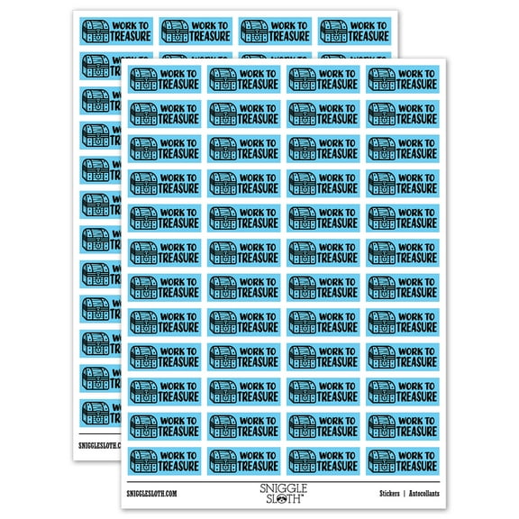 Work to Treasure Teacher Student School Sticker Set - Light Blue - Gloss Finish - 1.25" Mini