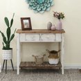 thumbnail image 2 of LuxenHome Distressed White and Wood 2-Drawer 1-Shelf Console and Entry Table, 2 of 18