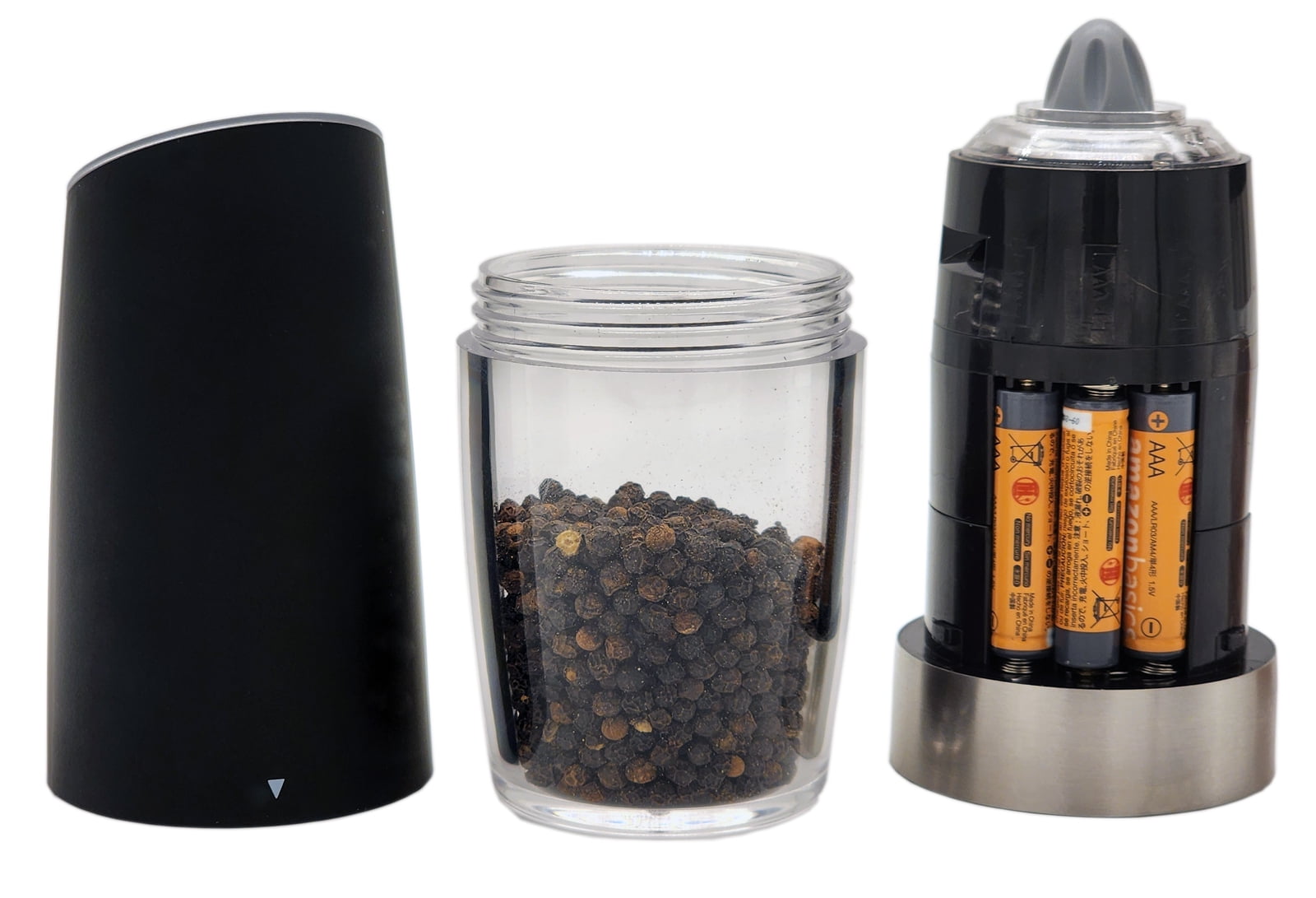 Electric Salt, Pepper, Dried Spice Grinder Set Adjustable Coarseness & Blue LED