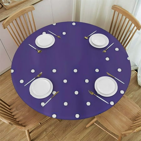 

Orinice Polka Dots Round Table Cover Stain Resistant Washable Indoor Outdoor Tablecloth Kitchen Dining Wedding Parties Waterproof Fabric 100% Polyester 31-35
