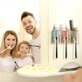 thumbnail image 2 of Portacepillos de dientes YUANXCMXG soporte montado en la pared gran capacidad 1 portacepillos 2 pegatinas 3 vasos color caramelo, 2 of 4