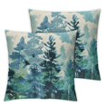 thumbnail image 2 of Acheng  Watercolor Blue Green Tree Pillow Covers  Rustic Style Nature Forest Print Decorative Throw Pillows Winter Christmas Square  Cushion Case for Home Sofa Couch Bed Outdoor White, 2 of 6