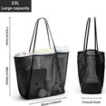 thumbnail image 3 of Nausy Beach Bag for Women Mesh Tote Bag Foldable Shoulder Handbags with Zipper Pocket for Vacation, 3 of 7