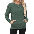 thumbnail image 5 of TARAINYA Women Long Sleeve Oversized Sweatshirt Casual Crewneck Pullover Kangaroo Pockets X Decoration, 5 of 8