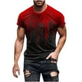 thumbnail image 2 of Fnnxeal Mens Streetwear Graphic Tee Red Gradient Drip Print Muscle Fit T-Shirt Casual Short Sleeve Stretch Fabric Crewneck M-5XL,Size XL, 2 of 5