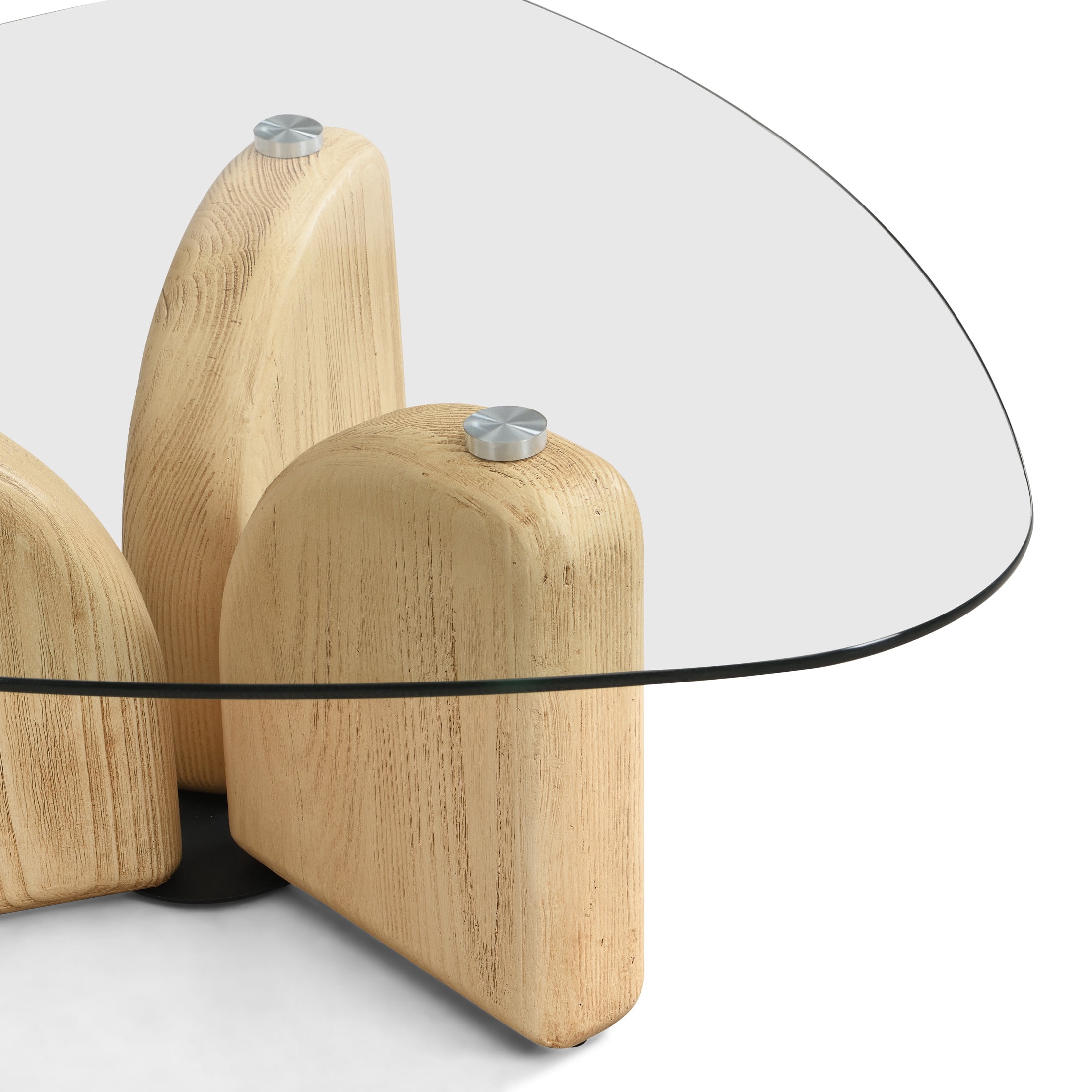 Christopher Knight Home 36" Modern Triangle Glass Top Coffee Table with MGO Base, Natural