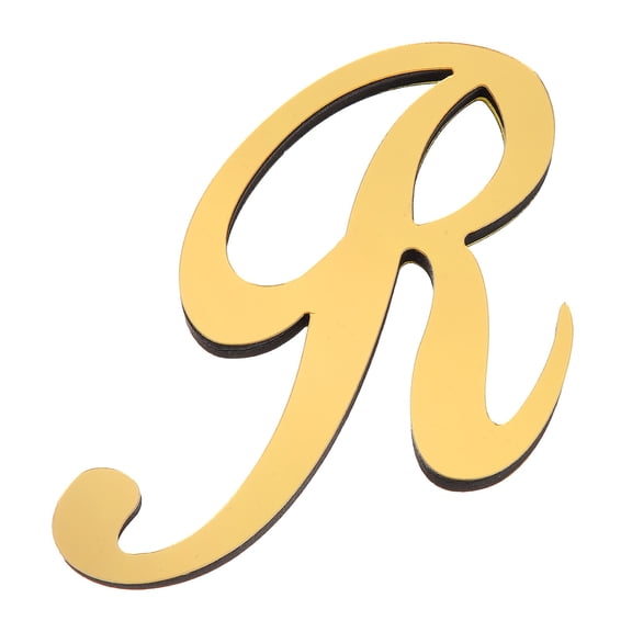 Uxcell 4.5 Inch 3D Acrylic Alphabet Mirror Wall Sticker Artistic Italics Letter R Self-Adhesive Art Letter Sign for Wall Home Bedroom Living DIY Home Decoration, Light Gold