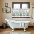 thumbnail image 4 of Nautical Coastal Tier Curtains 36 Inch Length, Summer Sea Corals Shells Starfish Green Plaid Cafe Short Curtains for Bathroom Sink, Small Kitchen Curtain Light Filtering Drapes 2 Panels 27.5"Wx36"L, 4 of 8