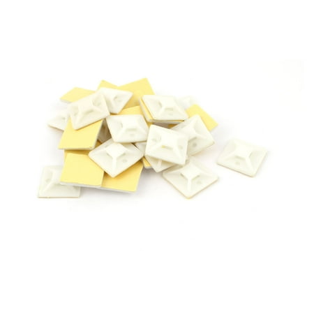 Self Adhesive Cables - Unique Bargains 30Pcs 30mmx30mmx7mm White Plastic Self Adhesive Cable Tie Mount Base
