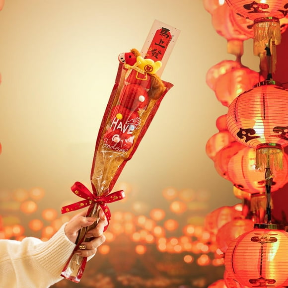 Czzoypi 2026 Year of the Spring Festival Desktop Coated Skewers Photo Prop, Festive Lunar Year Decorations for Home Office Shop, Soft Plush Candy Haw Toy Safe Gift for Family Kids
