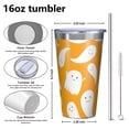 thumbnail image 4 of 16oz Tumblers Kawaii Halloween Ghosts Pattern Stainless Steel Vacuum Insulated Double Wall Travel Tumbler Cups Mug with Lid and Straw,Cleaning Brush for Coffee,Tea, 4 of 4