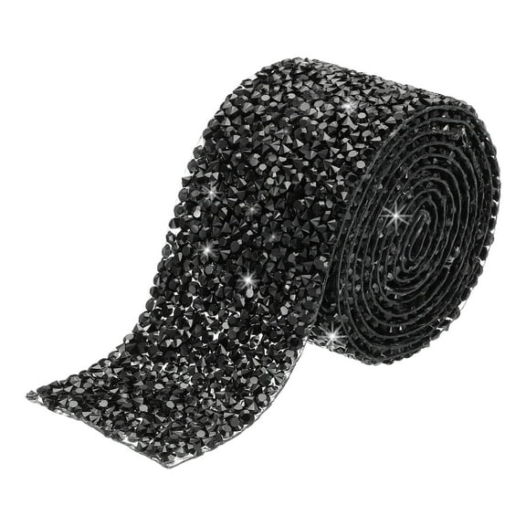 1 Roll 1 Yard Self Adhesive Crystal Rhinestone Diamond Ribbon for Arts & Crafts Project Black