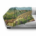 thumbnail image 2 of Vineyard Soft Flannel Fleece Throw Blanket, Scenic Grape Plantation Illustration Harvest Season Colorful Rural Design, Cozy Plush for Indoor and Outdoor Use, 50" x 70", Multicolor, by Ambesonne, 2 of 5