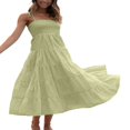 thumbnail image 2 of PENGXIANG Femme Été Boho Midi Robe Été Froncé Sans Manches Cravate Sangle Smocked Tiered A-Line Robe Fluide Bleu Clair S, 2 of 8