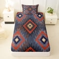 thumbnail image 3 of jejeloiu Vibrant Boho Twin Sheets,Floral Print Bedding For Boys,Teal Orange,3pcs,1 Fitted Sheet and 1 Pillowcase, 3 of 6