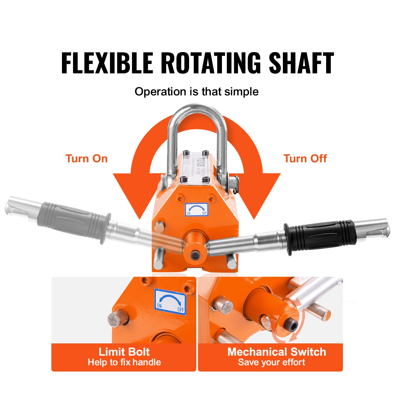 VEVOR Magnetic Lifter, 4400lbs/2000kg Pulling Capacity, 2.5 Safety Factor, Neodymium & Steel, Lifting Magnet with Release, Permanent Lift Magnets, Heavy Duty Magnet for Hoist, Shop Crane, Block