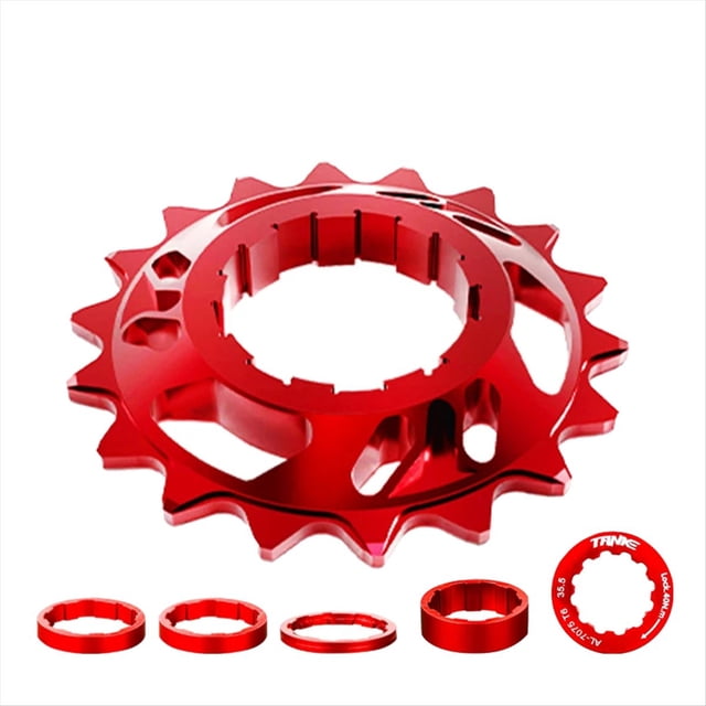Kit de Conversión de Volante de Inercia de una Sola Velocidad Piñón de Bicicleta de Carretera con Piñón de Casete 18T para Cadena de Rueda Libre Rojo
