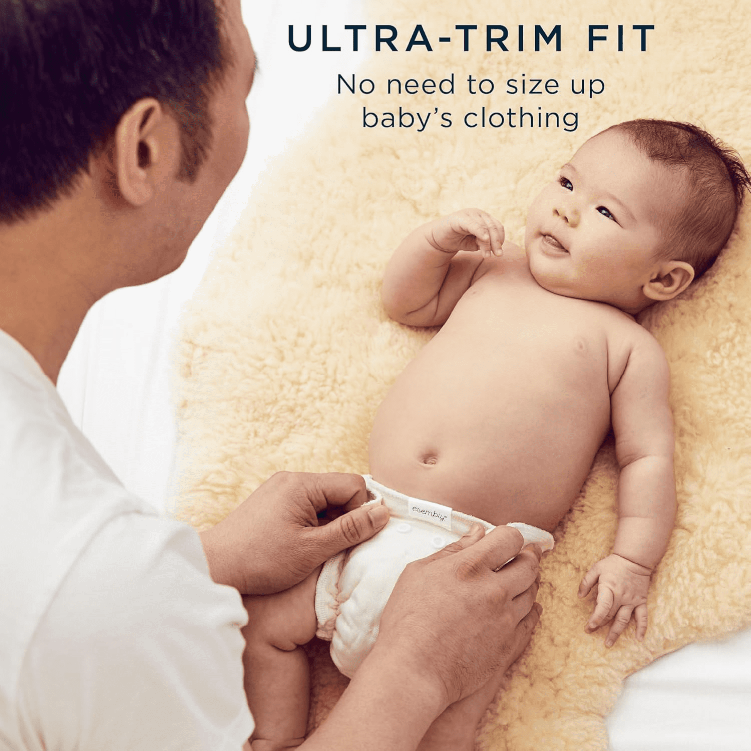 Esembly Cloth Diaper Inner - Organic Cotton Fitted Diaper- Soft, Ultra-Absorbant, Trim-Fitting Layer to Pair with Waterproof Outer for Blowout-Proof Diapering - 3-Pack, Size 1 (7-17lbs)