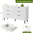 thumbnail image 2 of IdealHouse White 6-Drawer Dresser with Fluted Panels, Modern Wide Chest of Drawers with Metal Legs & Handles, Bedroom Storage Organizer for Living Room, Hallway, Entryway, 2 of 6