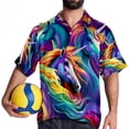 thumbnail image 4 of Robot Unicorn Attack Men's Short Sleeve Button Down Spread Collar Beach Shirts, 4 of 6