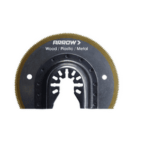 Arrow OSC208-1 Titanium Coated Bi-Metal Oscillating Tool Radial Saw Blade for Woodworking, Drywall, PVC, and Metal, Universal, Fits Most Multitools, 3-7/16 Inch