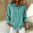 thumbnail image 2 of Lmueinov Long Sleeve Shirts for Women Button Down Shirts Striped Collared Casual Office Lightweight Tunic Top for Summer Fall Beach Vacation Outfits, 2 of 4