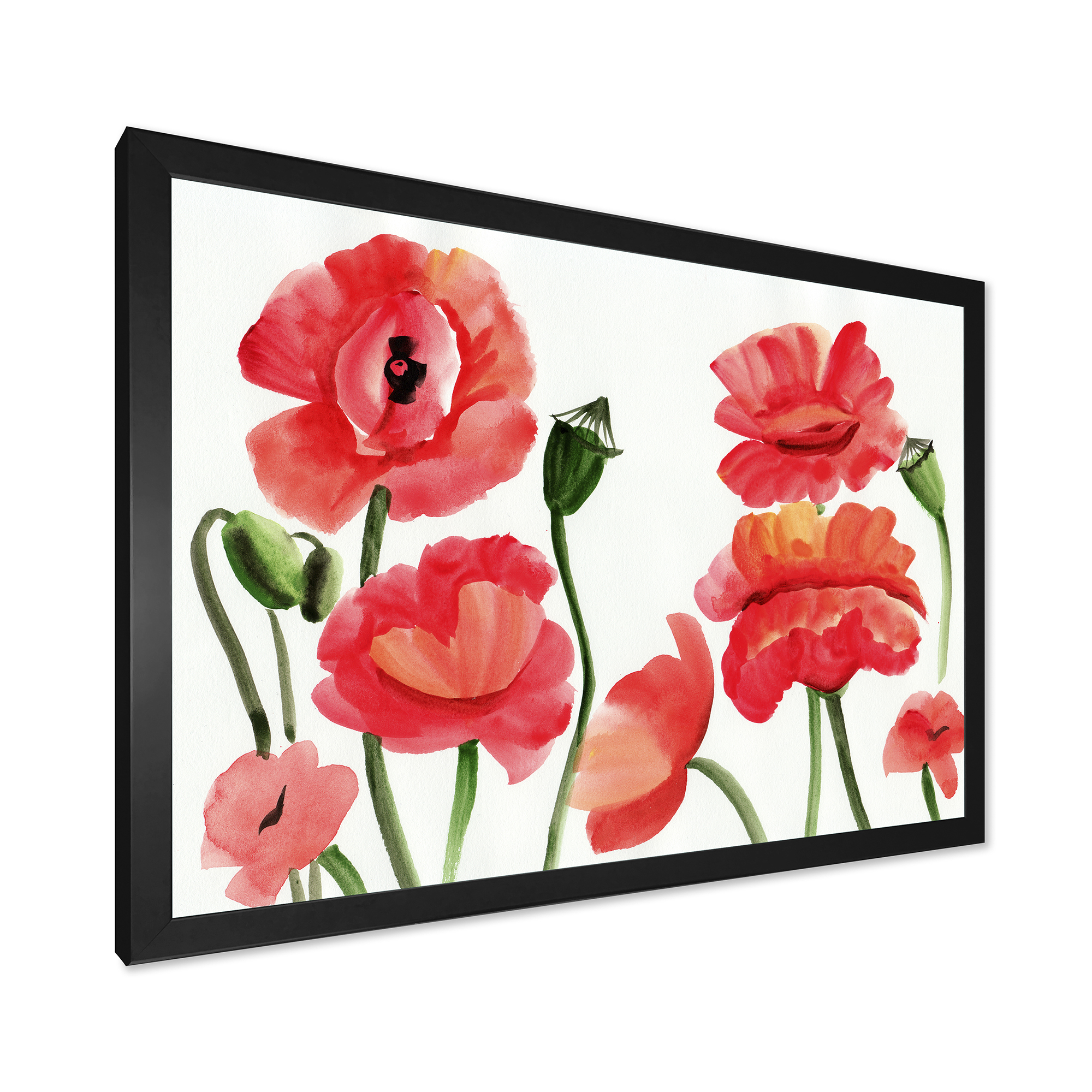 Designart 'Ancient Red Poppies I' Traditional Framed Art Print