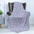 thumbnail image 4 of Floral Soft Flannel Fleece Throw Blanket, Japanese Flowers Sakura Blossoms and Ladybugs on Soft Toned Background, Cozy Plush for Indoor and Outdoor Use, 60" x 80", Pale Ceil Blue White, by Ambesonne, 4 of 5