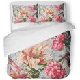 thumbnail image 1 of Juego de ropa de cama ABPHQTO 3 Piezas Funda nórdica de Lona con Flores de Rosas Rojas y Blancas Tamaño Twin, 1 of 1